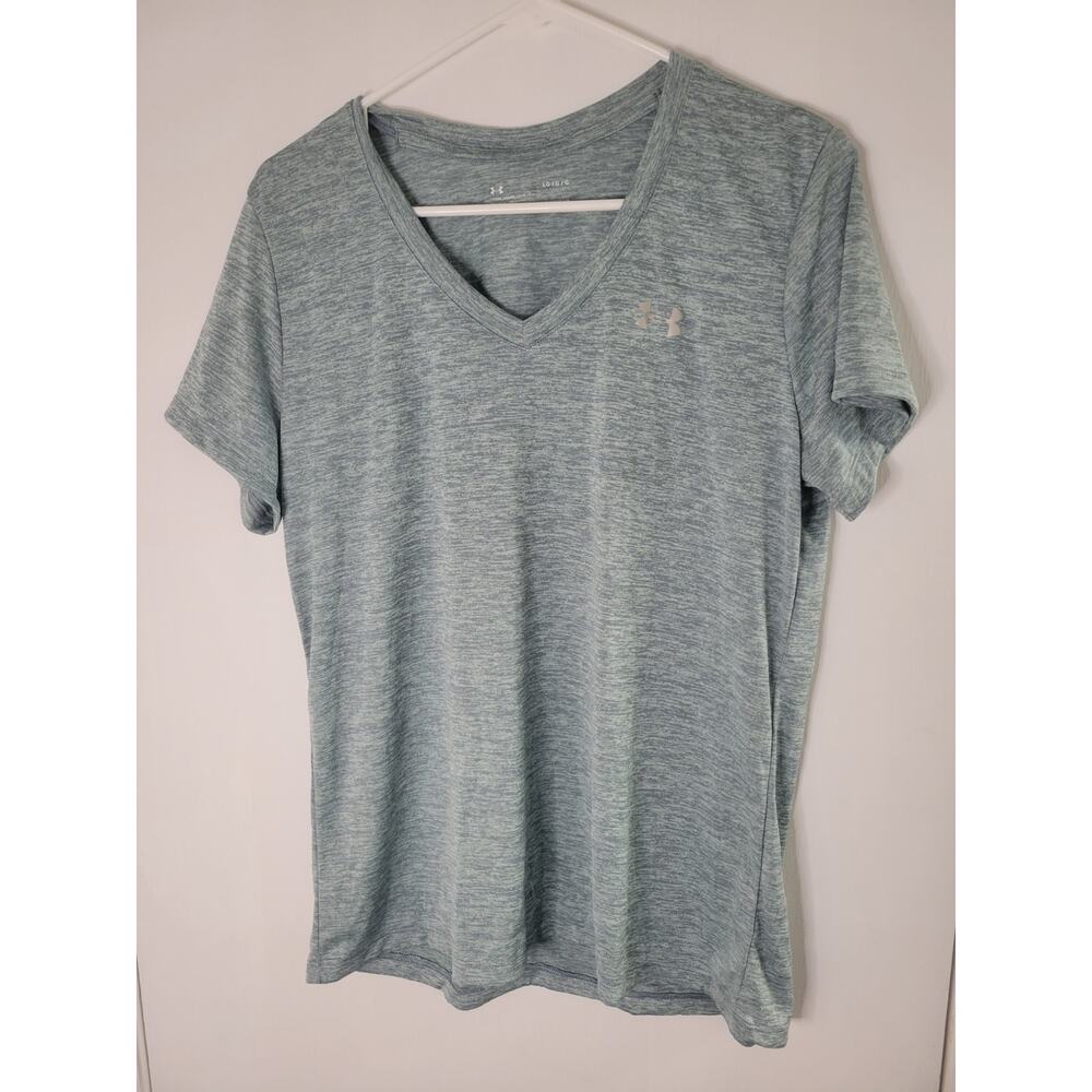 Under Armour Heather Gray Heatgear V-Neck Women's Short Sleeve Top Size L